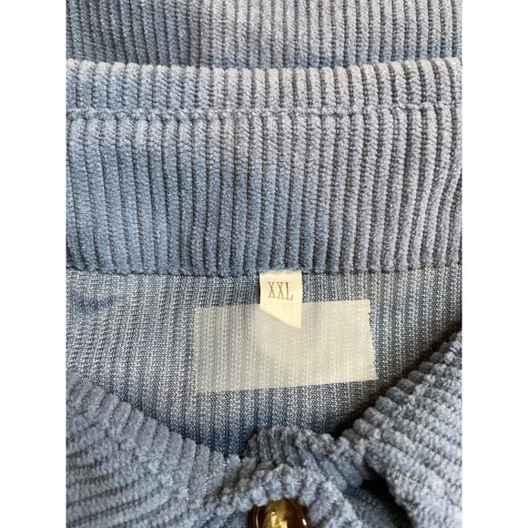 Womens Corduroy Button Up Shacket XXL Blue Oversized Casual Chic Minimilist - Picture 4 of 9